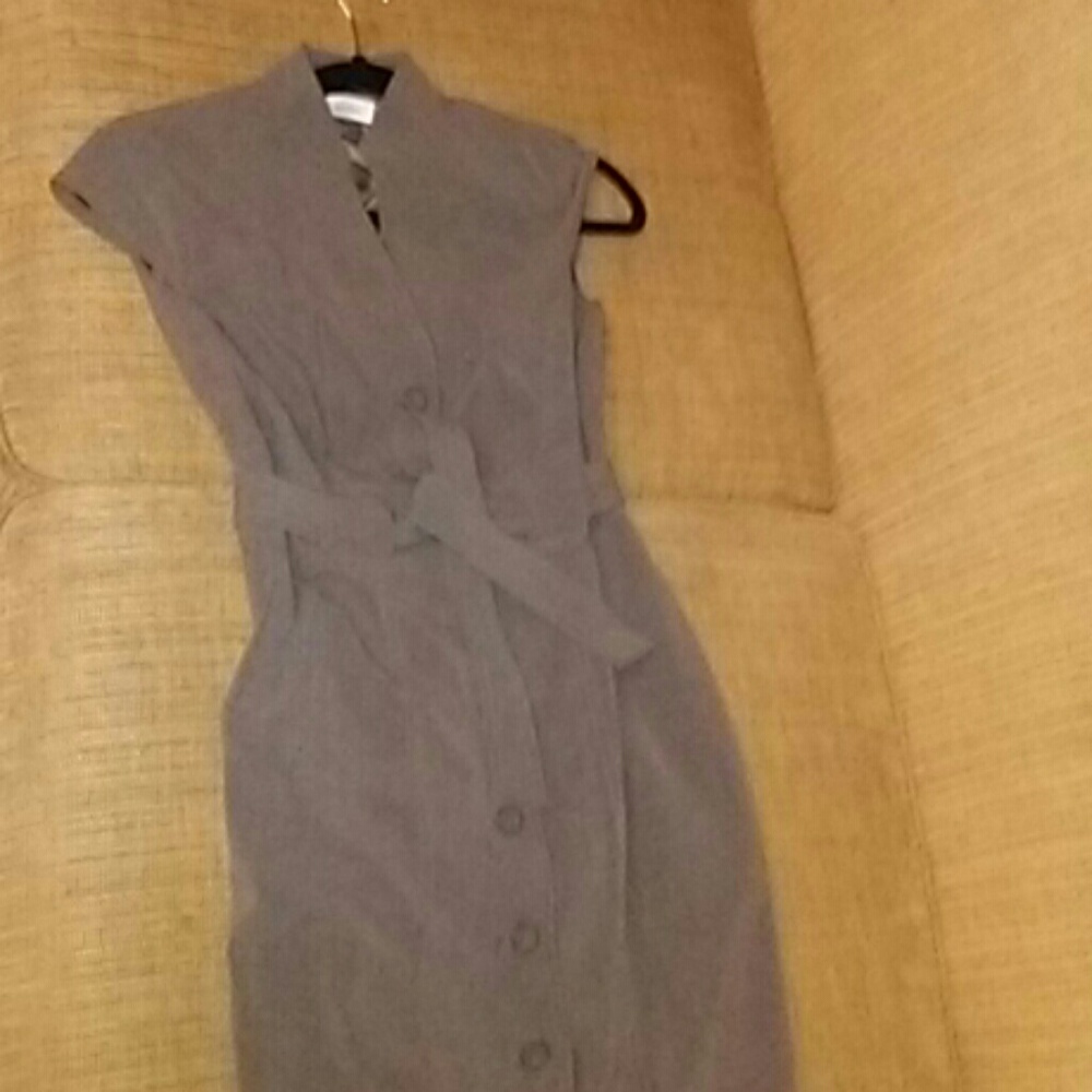 Grey button down career dress